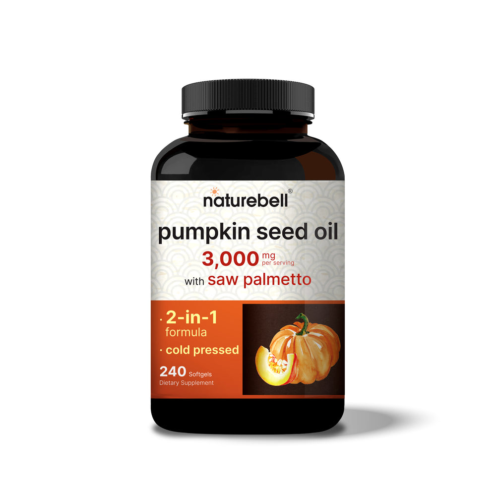 Virgin Pumpkin Seed Oil with Saw Palmetto, 3,000mg Per Serving, 240 Softgel Capsules