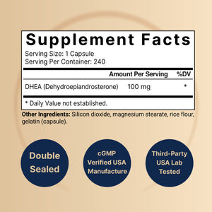 Micronized DHEA 100mg, 240 Capsules