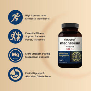 2 Pack Magnesium Citrate 500mg, 480 Capsules