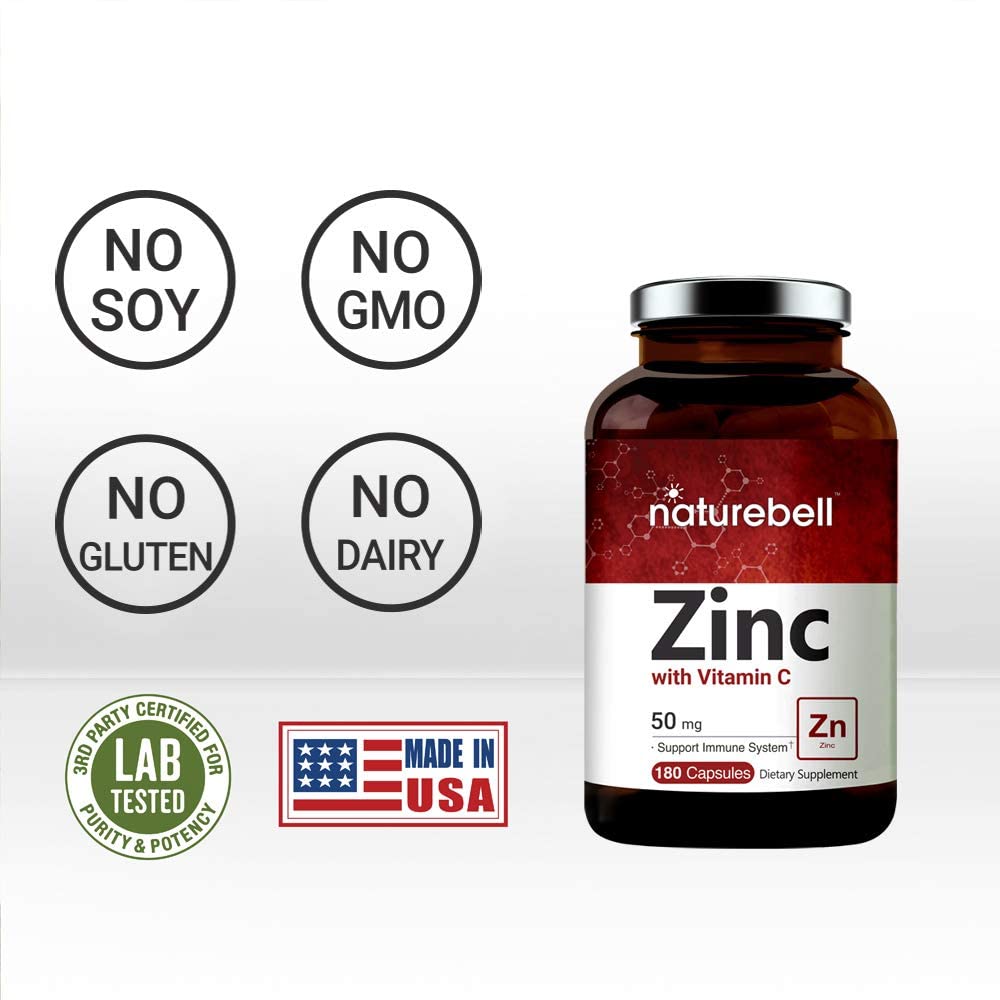 Zinc 50mg with Vitamin C, 180 Capsules