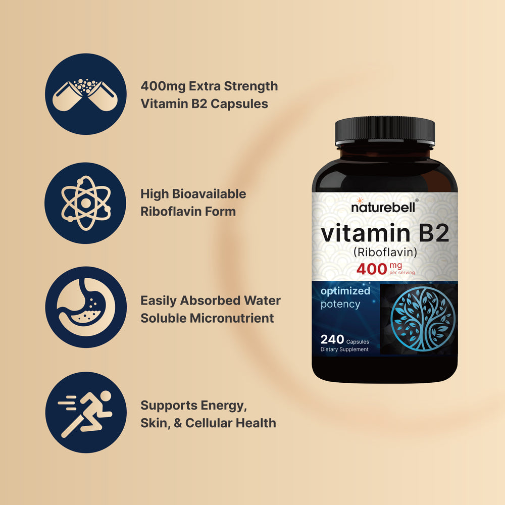 NatureBell Vitamin B2 Riboflavin 400mg, 240 Capsules