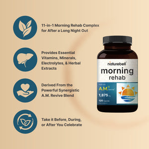 2 pack Morning Rehab A.M. Revive Formula with 98% Dihydromyricetin (DHM), 240 Capsules